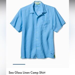 Tommy Bahama Sea Glass Camp Linen Shirt, Blue Yonder - Brand New!